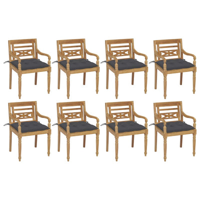 vidaXL Batavia Chairs with Cushions 4 pcs Solid Teak Wood