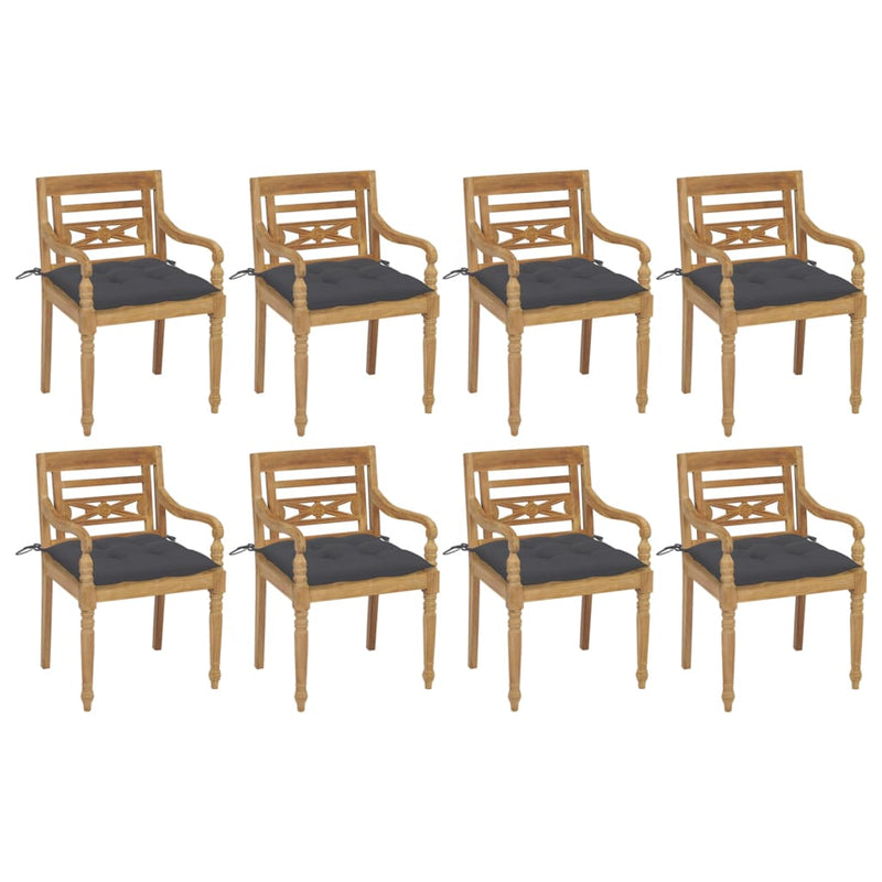 vidaXL Batavia Chairs with Cushions 4 pcs Solid Teak Wood