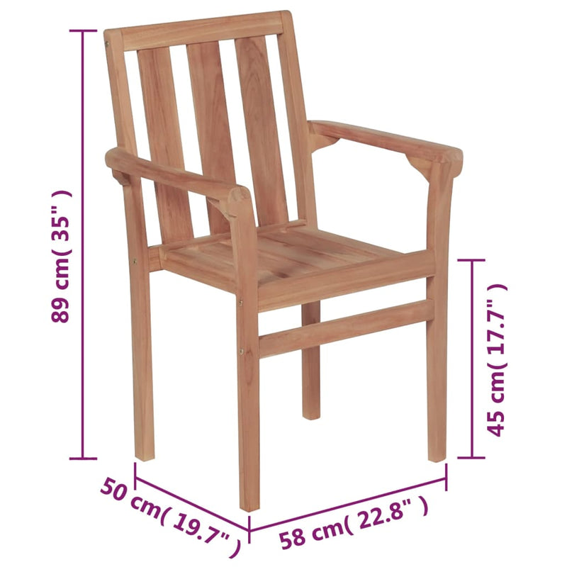 vidaXL Stackable Garden Chairs 6 pcs Solid Teak Wood