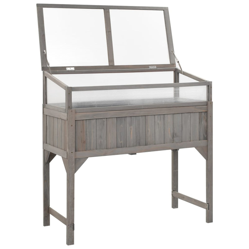 vidaXL Raised Bed with Greenhouse 110x54x120 cm Solid Fir Wood