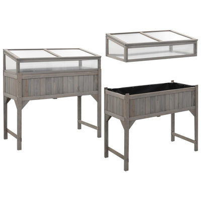 vidaXL Raised Bed with Greenhouse 110x54x120 cm Solid Fir Wood