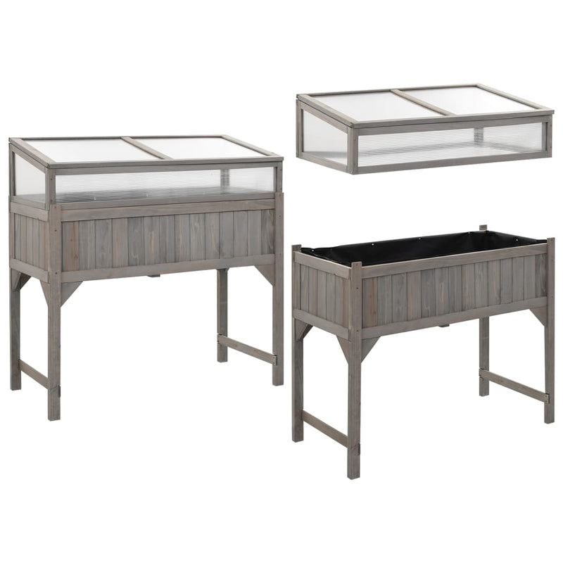 vidaXL Raised Bed with Greenhouse 110x54x120 cm Solid Fir Wood