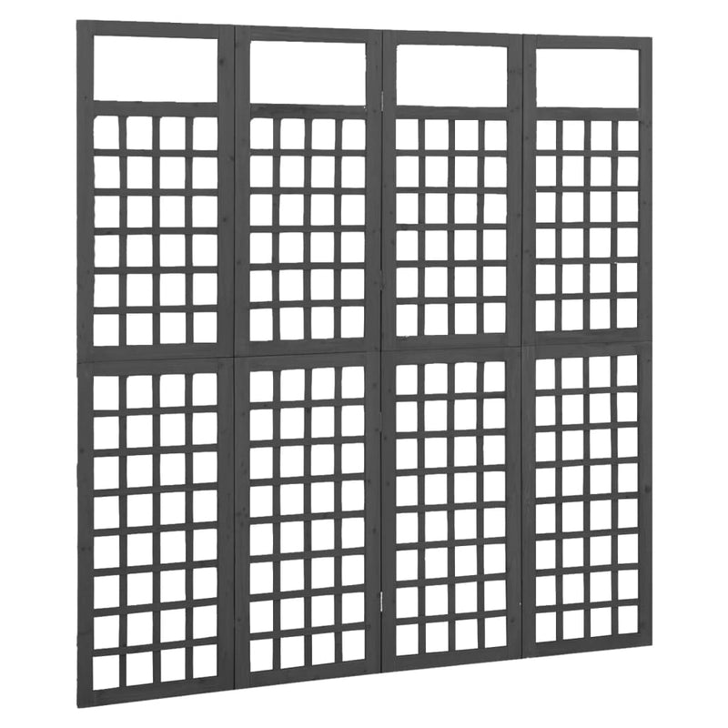 vidaXL 3-Panel Room Divider/Trellis Solid Fir Wood Black 121x180 cm