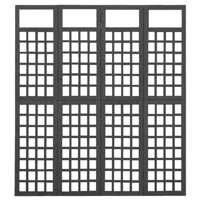 vidaXL 3-Panel Room Divider/Trellis Solid Fir Wood Black 121x180 cm
