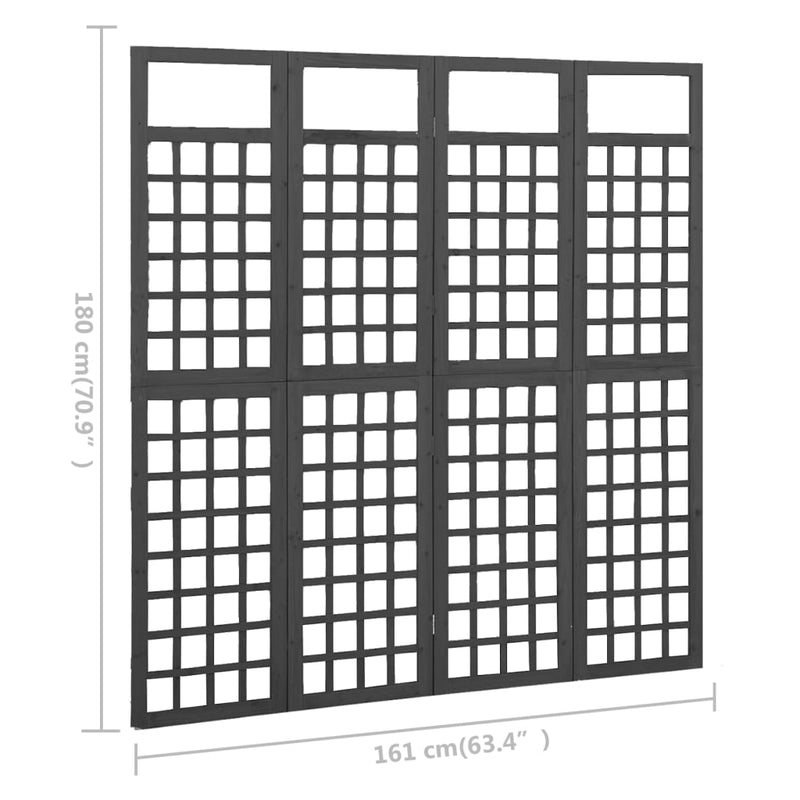vidaXL 3-Panel Room Divider/Trellis Solid Fir Wood Black 121x180 cm
