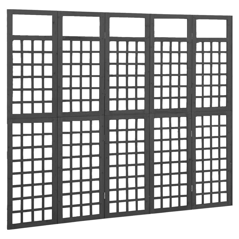 vidaXL 3-Panel Room Divider/Trellis Solid Fir Wood Black 121x180 cm