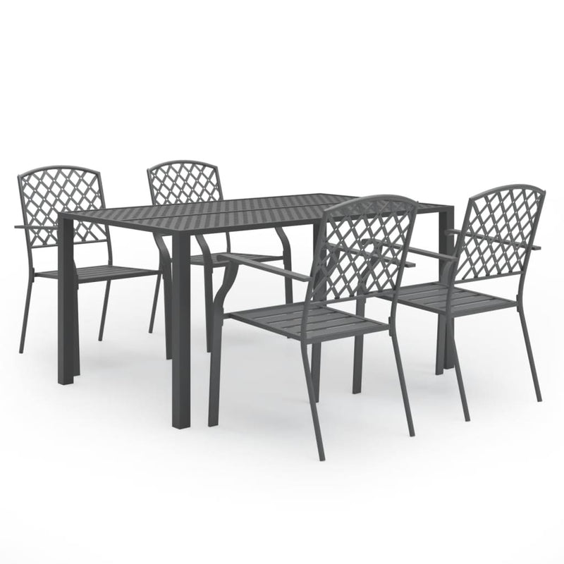 vidaXL 5 Piece Garden Dining Set Steel Black
