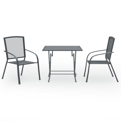 vidaXL 3 Piece Garden Dining Set Steel Anthracite