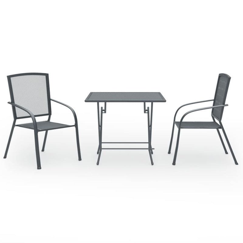 vidaXL 3 Piece Garden Dining Set Steel Anthracite
