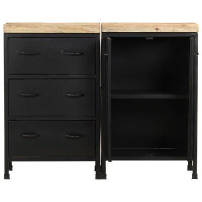 vidaXL Sideboard with 3 Drawers and 2 Doors Rough Mango Wood