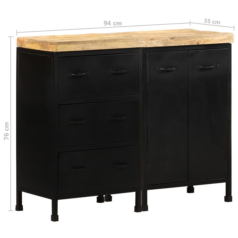 vidaXL Sideboard with 3 Drawers and 2 Doors Rough Mango Wood