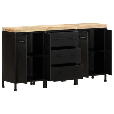 vidaXL Sideboard with 3 Drawers and 4 Doors Rough Mango Wood