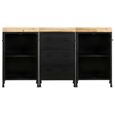 vidaXL Sideboard with 3 Drawers and 4 Doors Rough Mango Wood