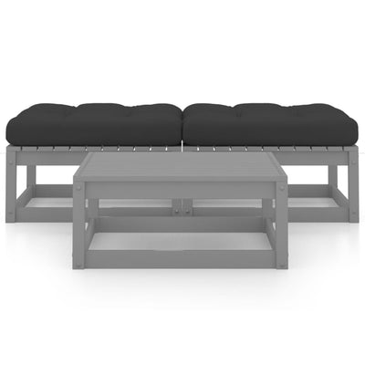 vidaXL 3 Piece Garden Lounge Set with Cushions Solid Pinewood