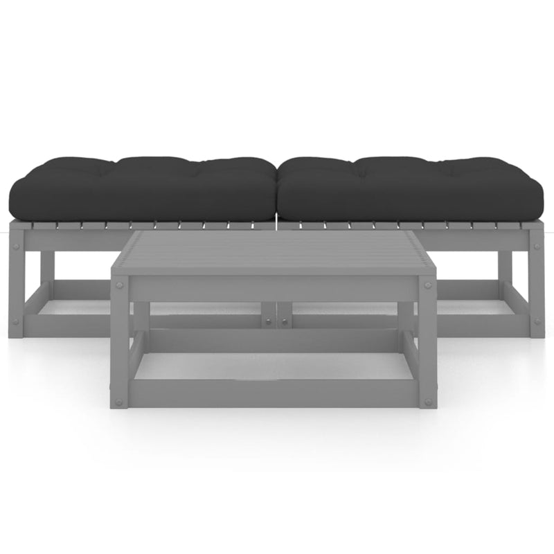 vidaXL 3 Piece Garden Lounge Set with Cushions Solid Pinewood