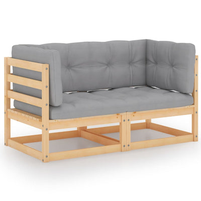 vidaXL 2-Seater Garden Sofa with Cushions Solid Wood Pine