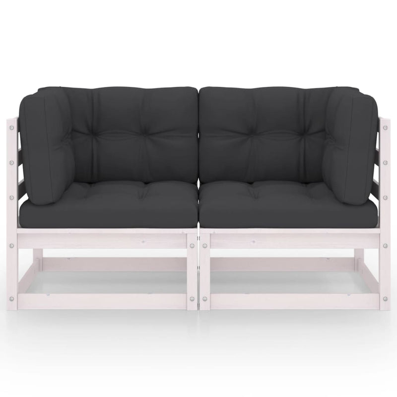 vidaXL 2-Seater Garden Sofa with Cushions Solid Wood Pine