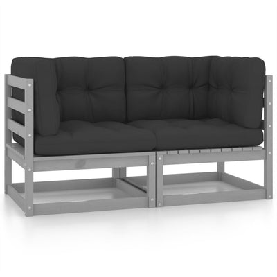 vidaXL 2-Seater Garden Sofa with Cushions Solid Wood Pine