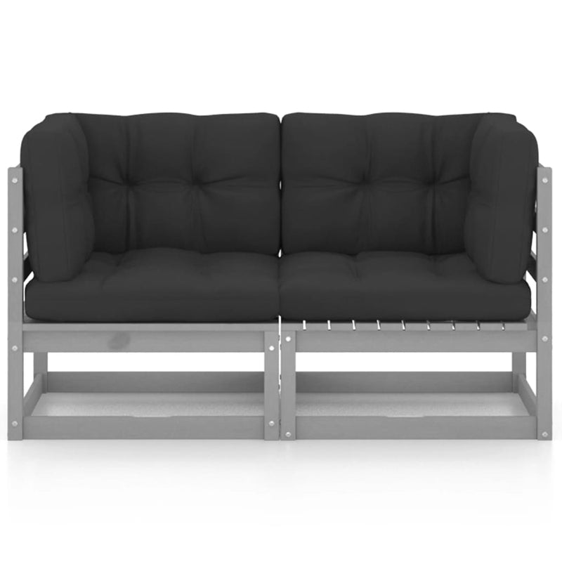 vidaXL 2-Seater Garden Sofa with Cushions Solid Wood Pine