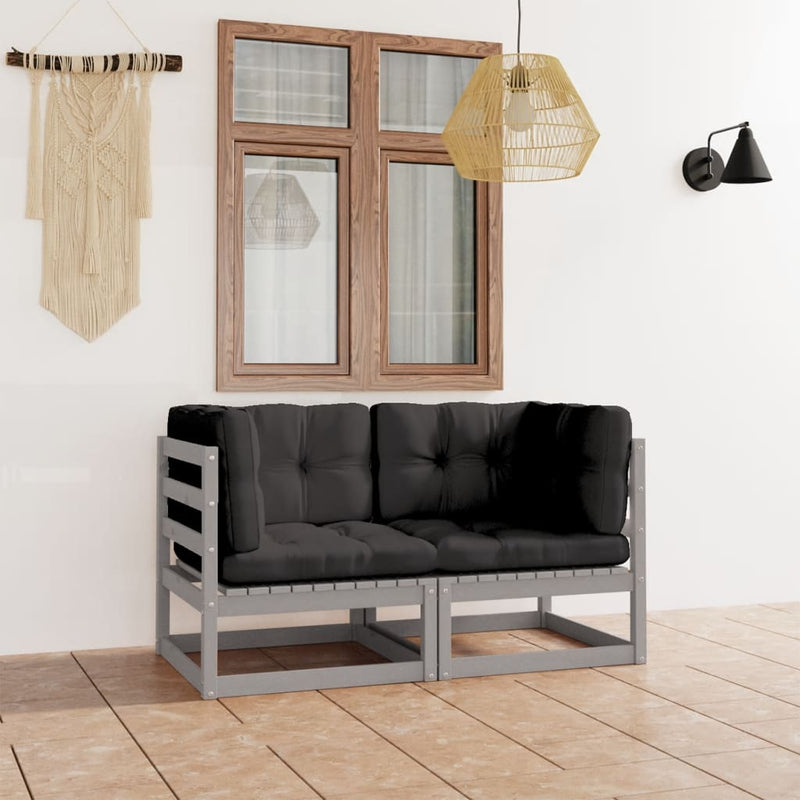 vidaXL 2-Seater Garden Sofa with Cushions Solid Wood Pine