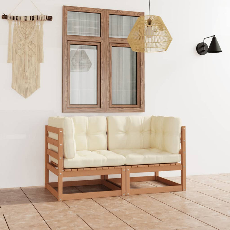vidaXL 2-Seater Garden Sofa with Cushions Solid Wood Pine