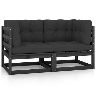 vidaXL 2-Seater Garden Sofa with Cushions Solid Wood Pine