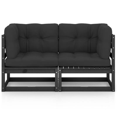 vidaXL 2-Seater Garden Sofa with Cushions Solid Wood Pine