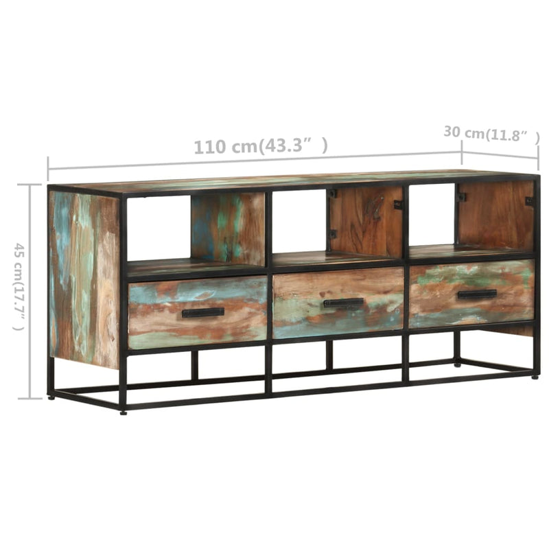 vidaXL TV Cabinet 110x30x45 cm Solid Reclaimed Wood
