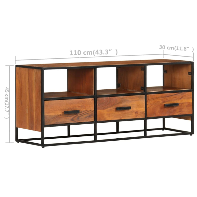 vidaXL TV Cabinet 110x30x45 cm Solid Acacia Wood