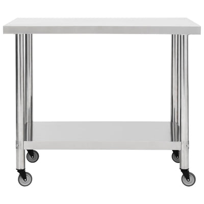 vidaXL Kitchen Work Table with Wheels 60x60x85 cm Stainless Steel