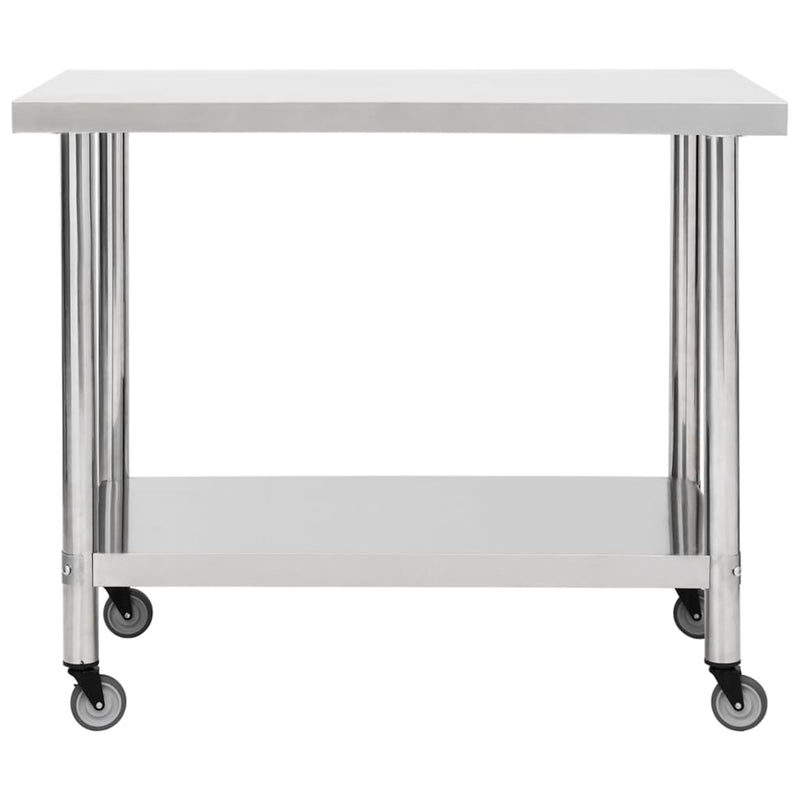 vidaXL Kitchen Work Table with Wheels 60x60x85 cm Stainless Steel