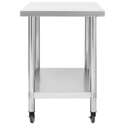 vidaXL Kitchen Work Table with Wheels 60x60x85 cm Stainless Steel