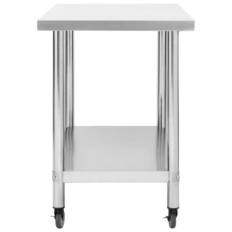 vidaXL Kitchen Work Table with Wheels 60x60x85 cm Stainless Steel