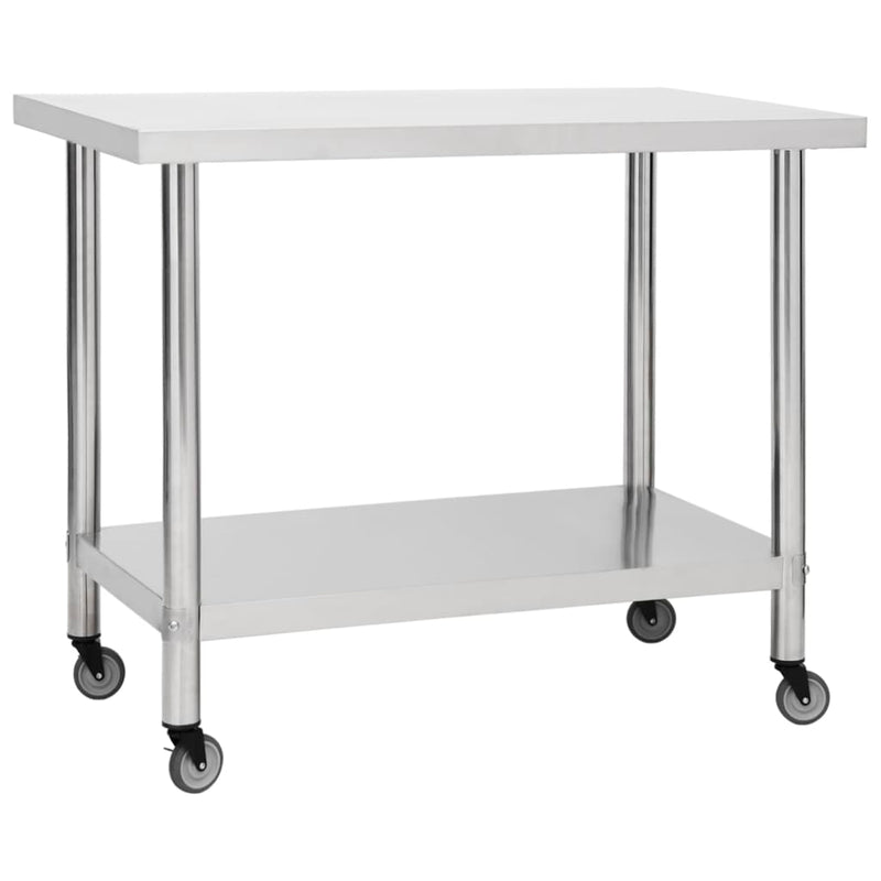 vidaXL Kitchen Work Table with Wheels 60x60x85 cm Stainless Steel