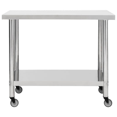 vidaXL Kitchen Work Table with Wheels 60x60x85 cm Stainless Steel
