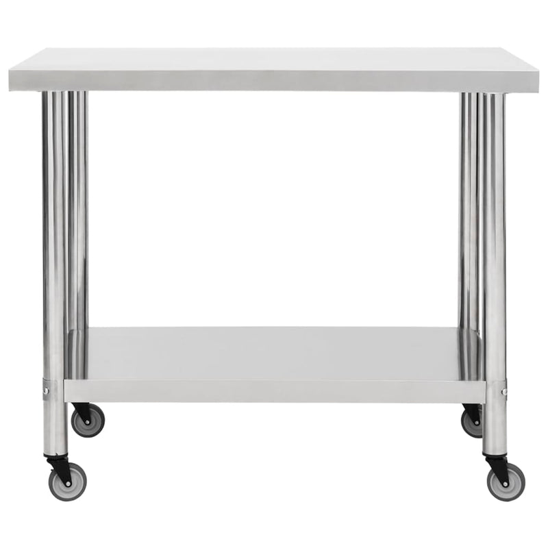 vidaXL Kitchen Work Table with Wheels 60x60x85 cm Stainless Steel