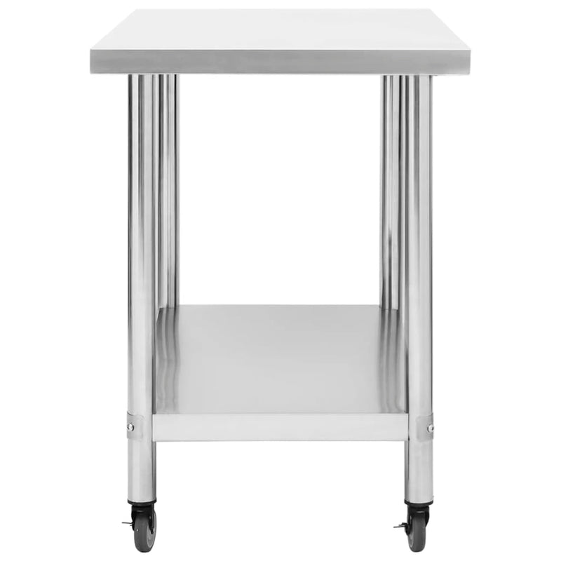 vidaXL Kitchen Work Table with Wheels 60x60x85 cm Stainless Steel
