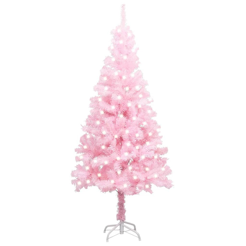 vidaXL Artificial Pre-lit Christmas Tree with Stand Pink 210 cm PVC