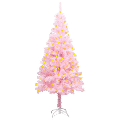 vidaXL Artificial Pre-lit Christmas Tree with Stand Pink 210 cm PVC