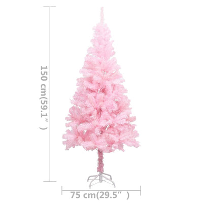 vidaXL Artificial Pre-lit Christmas Tree with Stand Pink 210 cm PVC