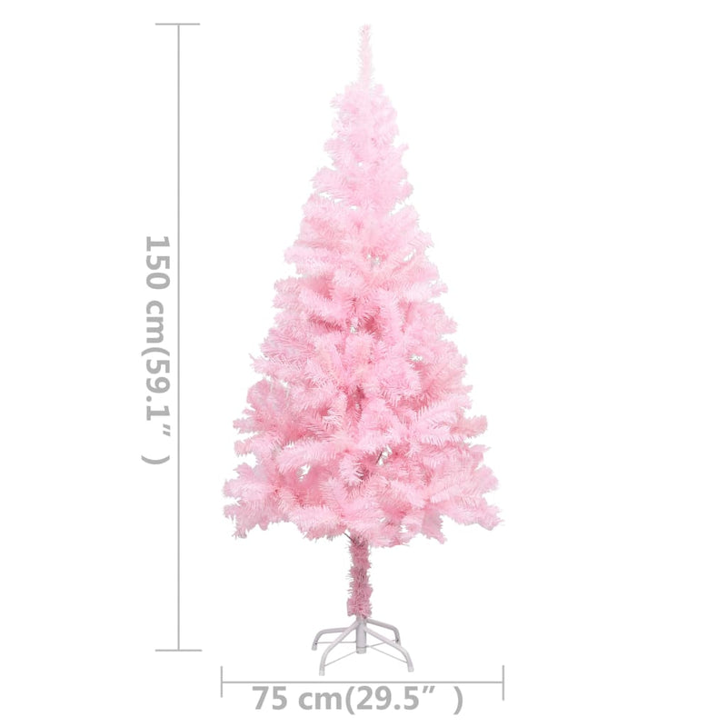 vidaXL Artificial Pre-lit Christmas Tree with Stand Pink 210 cm PVC