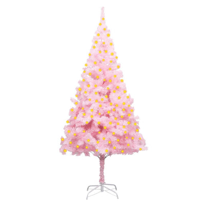 vidaXL Artificial Pre-lit Christmas Tree with Stand Pink 210 cm PVC
