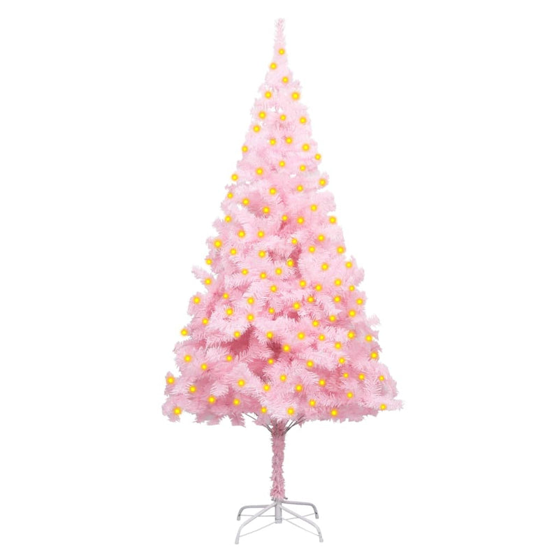 vidaXL Artificial Pre-lit Christmas Tree with Stand Pink 210 cm PVC