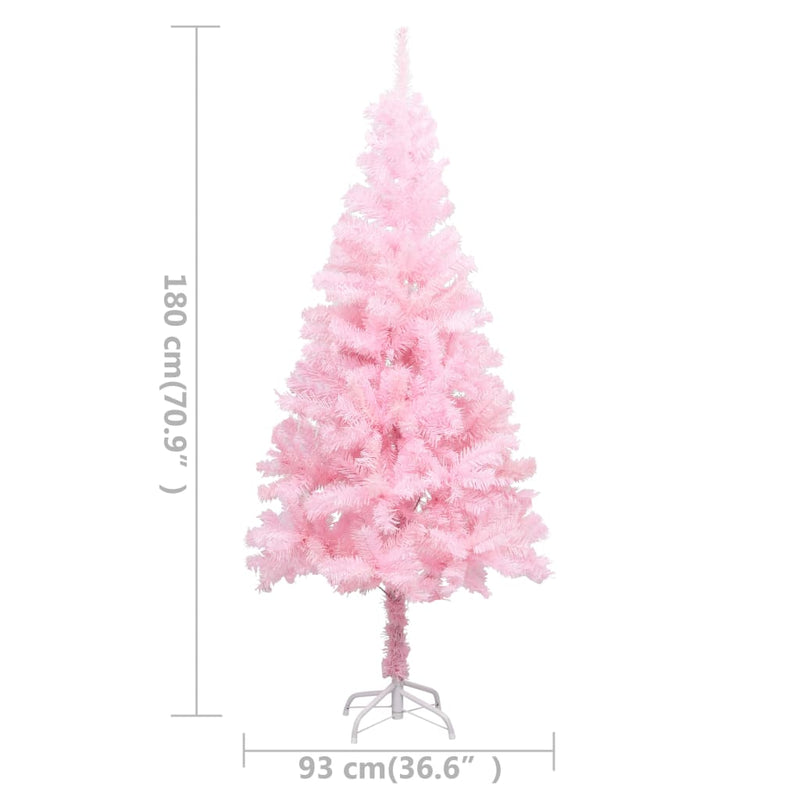 vidaXL Artificial Pre-lit Christmas Tree with Stand Pink 210 cm PVC