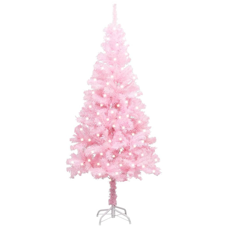 vidaXL Artificial Pre-lit Christmas Tree with Stand Pink 210 cm PVC