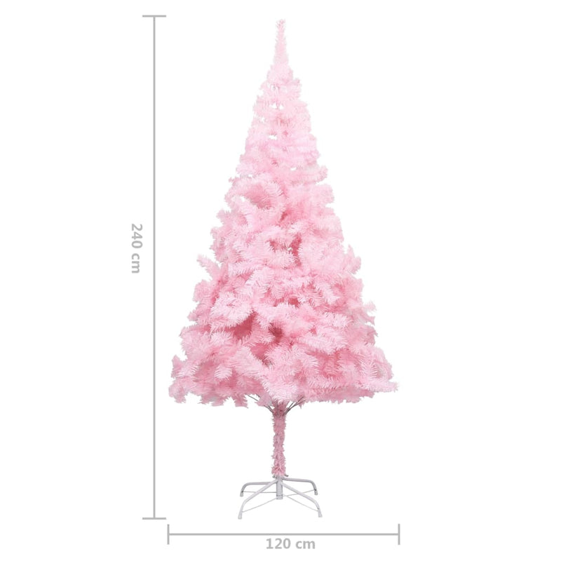 vidaXL Artificial Pre-lit Christmas Tree with Stand Pink 210 cm PVC