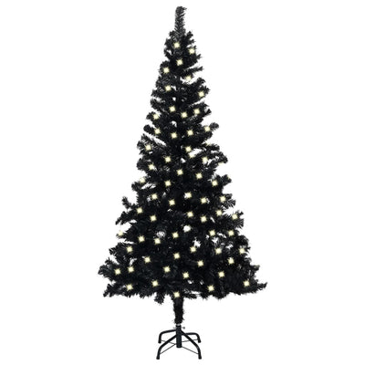 vidaXL Artificial Pre-lit Christmas Tree with Stand Black 240 cm PVC