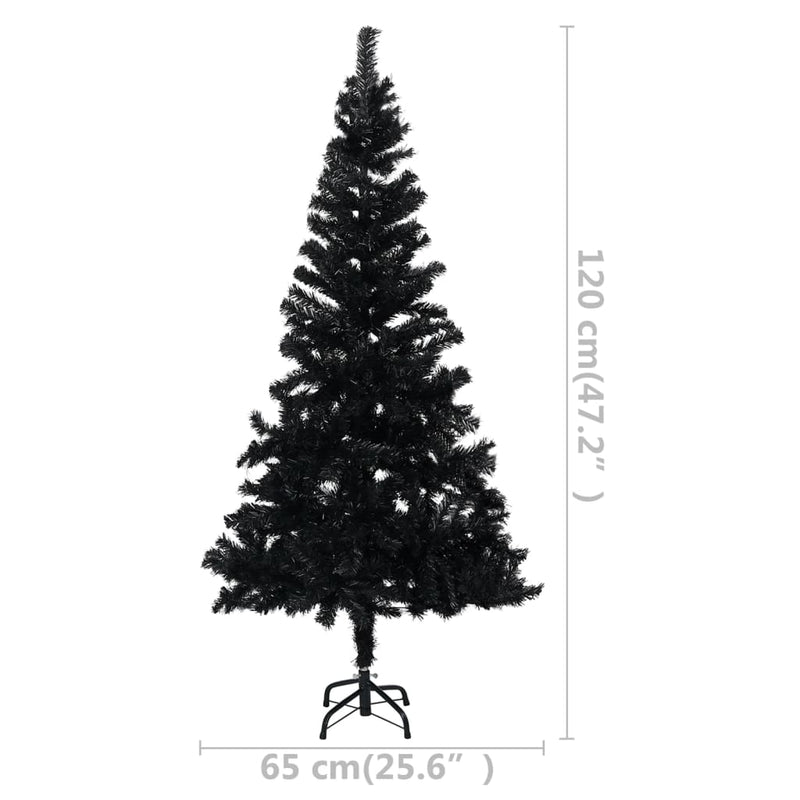 vidaXL Artificial Pre-lit Christmas Tree with Stand Black 240 cm PVC