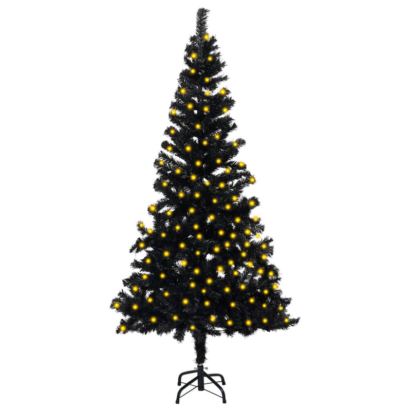 vidaXL Artificial Pre-lit Christmas Tree with Stand Black 240 cm PVC