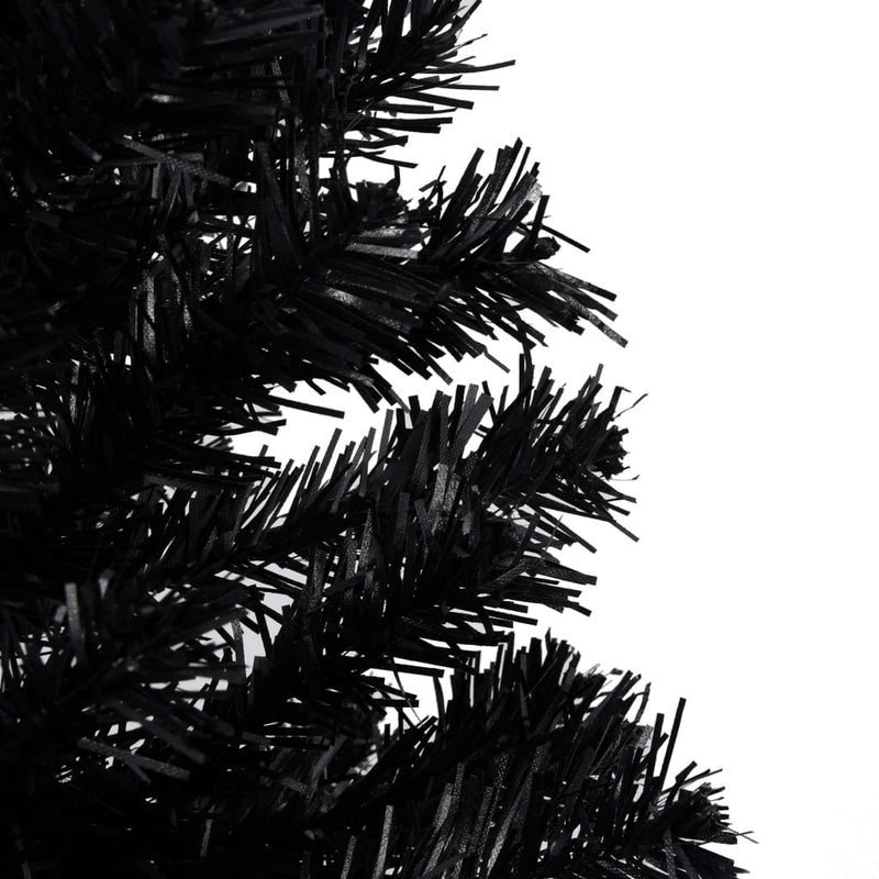 vidaXL Artificial Pre-lit Christmas Tree with Stand Black 240 cm PVC